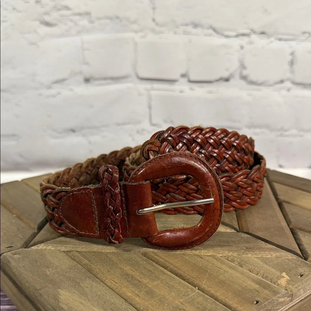 Fossil‎ Woven Leather Belt - Deep Brown
